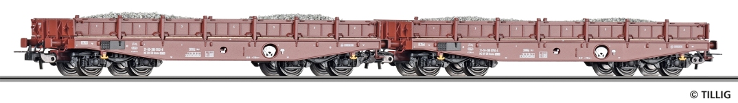 Tillig 70071 - H0 - 2-tlg. Set Schwerlastwagen Neuschotter, DR, Ep. IV